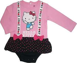 NEW Hello Kitty Baby Long Sleeve Skirted Romper Pink Size 0M 1Yr (cut 