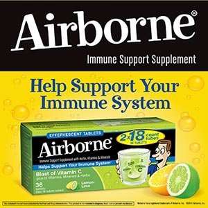 Airborne Effervescent Tablets, 2 Tubes, 18 Tablets Each (Lemon Lime)