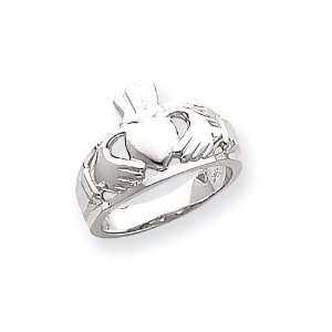  Ladies Claddagh Ring in 14k White Gold Jewelry