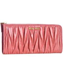 Miu Miu pink quilted leather zip continental wallet   up to 70 