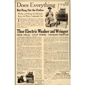  1909 Ad Thor Electric Washer Wringer Machine Antique 