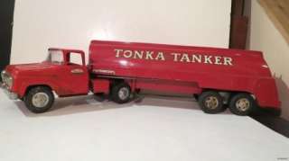 VINTAGE 1960s TONKA TANKER TRUCK SEMI W/ TRAILER HUGE 28  