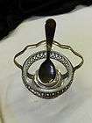 Vintage England Glass & Silver Plated Condiment Bowl with Orig. Spoon 