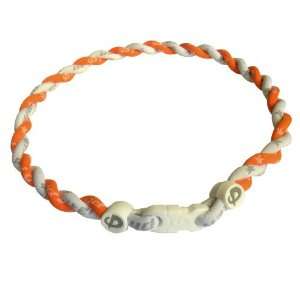  Phiten Titanium Orange & White 17 Star Tornado Necklace 