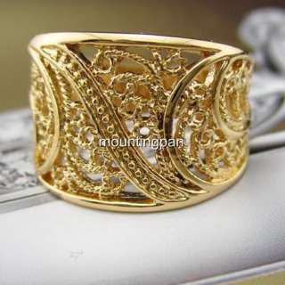 Wholesale 18K Yellow Gold Filled Men Lady Ring Filigree GF Jewelry 