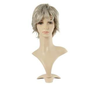   Synthetic Stylish Short Straight Style Gray and White Wig Beauty