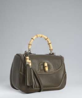 Gucci green leather New Bamboo top handle bag   
