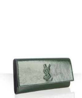 Yves Saint Laurent green glazed leather Belle De Jour clutch 