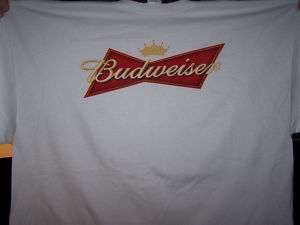 XL BUDWEISER BEER T SHIRT / WHITE WITH RED & GOLD  