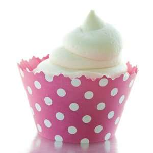  Watermelon Pink Polka Dots Cupcake Wrapper   Set of 12 