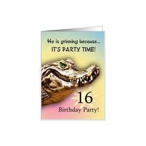   16 Party Invitiation. A big alligator smile for you Card Toys & Games