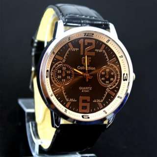 Newest Mens leather fashion large quartz watch,M5 BK  