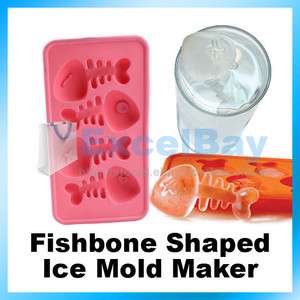 Silicone Fish Bone Shaped Ice Cube Trays Mold Maker Kitchen  