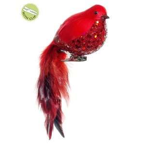  8 Glitter Fat Bird w/Clip Red (Pack of 12)