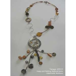  Hoop and Netting Natural Stone Handmade Necklace and 
