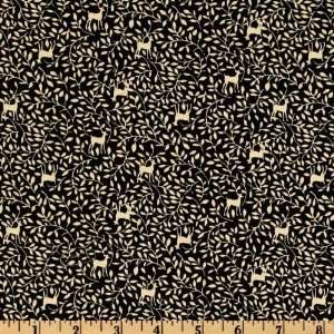  44 Wide Yuletide Magic Vines Black/Tan Fabric By The 
