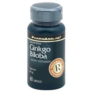  PharmAssure, Ginkgo Biloba, Standardized, 60 mg, Capsules 