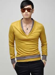 Mens Casual Slim Fit V neck T Shirts Tops Tee 3 Color 3 Size  