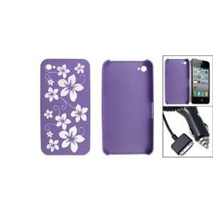  Gino White Purple Flower Back Cover with Car Charger for 