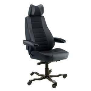 Controller Office Chair Trimmed in Black Leather and Black 