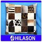 Cowhide Leather Hair On PatchWork Cushion Pillow Cover PL208