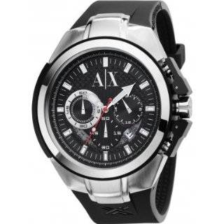 Armani Exchange Mens AX1042 Black Rubber Quartz Watch with Black Dial