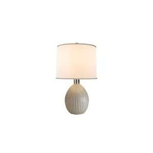 Barbara Barry Muse Table Lamp in Ivory Striped Porcelain with Silk 