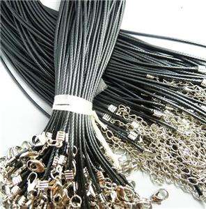 60 BLACK NYLON CORD NECKLACES w/ Adjustable Chain 18 20 inches Long 1 