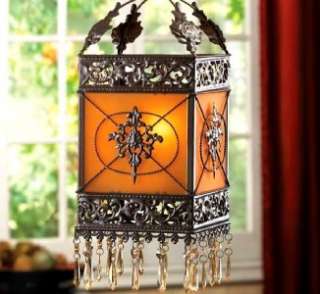 Single Hanging Glass Chandelier Candle Holder Lamp Lantern Light Prism 