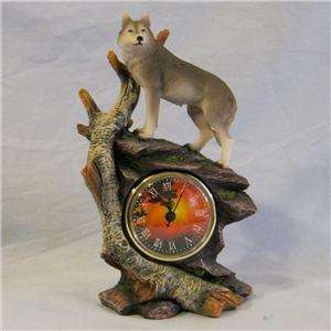 Hour of the Wolf on Rock Wolf Clock Figurine  
