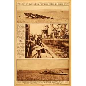  1922 Rotogravure German Ship Scapa Flow World War I 