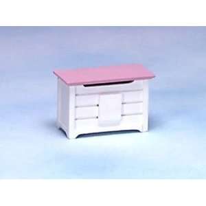  Dollhouse Miniature White/Pink Toy Chest 