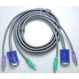  15 Foot All in One KVM Cable with Male to Female VGA and 