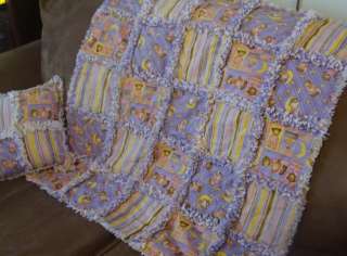 baby girl bedtime bears rag quilt blanket pillow brand new handmade