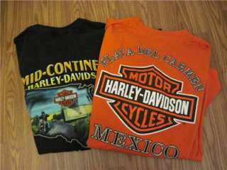   HARLEY DAVIDSON Black & Orange tshirt Motorcycles Mexico Eagle  