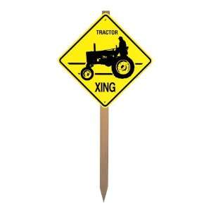  Tractor Xing Caution Crossing Yard Sign on a Stake Farm 
