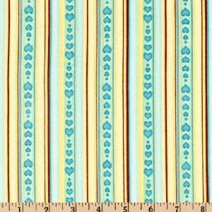   Heart Stripe Green Fabric By The Yard Arts, Crafts & Sewing