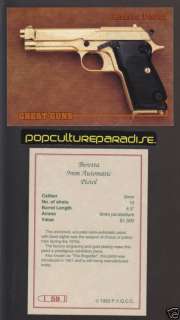 BERETTA 9mm AUTOMATIC Gold Plate PISTOL GREAT GUNS CARD  