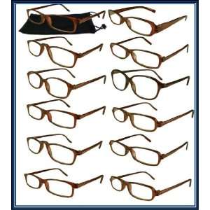  Reading Glasses Wholesale 12 Brown Plastic Reader Men 
