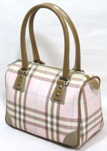 AUTHENTIC BURBERRY CANVAS COATED PINK PLAID SPEEDY DOCTORS BAG 