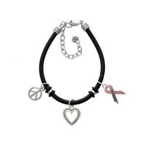   Pink Ribbon Survivor Black Peace Love Charm Bracelet [Jewelry