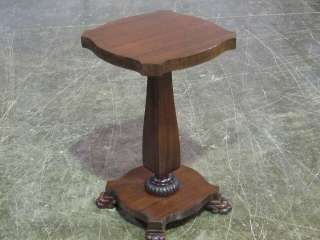 Antique Pedestal Mahogany Lamp   Plant Table Claw Feet  
