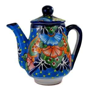  Talavera Covered Tea Pot   Light Blue Theme   From Casa 