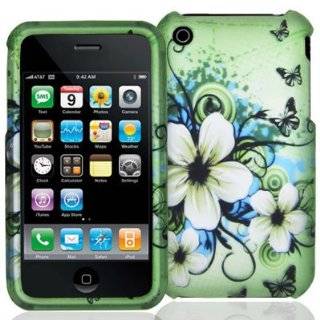 Apple iPhone 3g 3gs Apple Green Butterfly Flower Premium Design Snap 