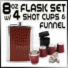 New Portable 8oz Stainless Steel Whiskey Hip Flask & Funnel Cap & Shot 