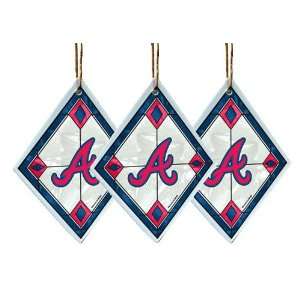 Atlanta Braves   MLB Art Glass Decorative Ornament Set (3 Pieces 