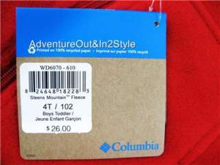   Columbia TODDLER Boys Fleece Jacket 2T 3T 4T Retails $26 ~ Bright RED