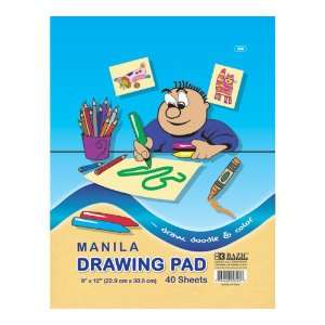  BAZIC 40 Ct. 9 X 12 Manila Drawing Pad, Case Pack 48 