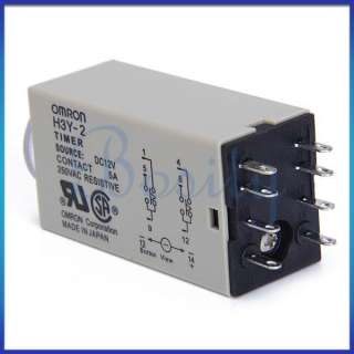 DC 12V Delay Timer Time Relay 0~60 Minute H3Y 2 with Base 5A 250V AC 