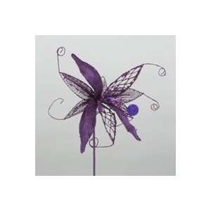  Pack Of 12 Decorative Purple 13 Poinsettia Stems